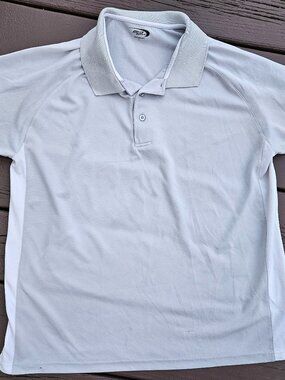 Men's Light Gray MTA Sport Performance Polyester Polo Shirt - Size L